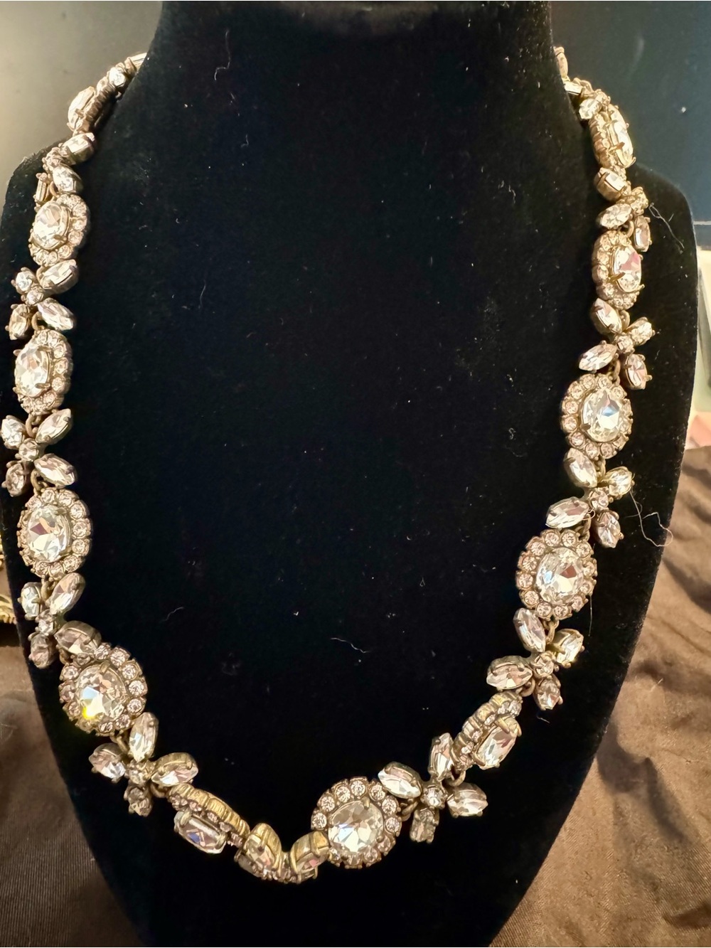J. Crew Gold-Tone Clear Crystal Floral Necklace